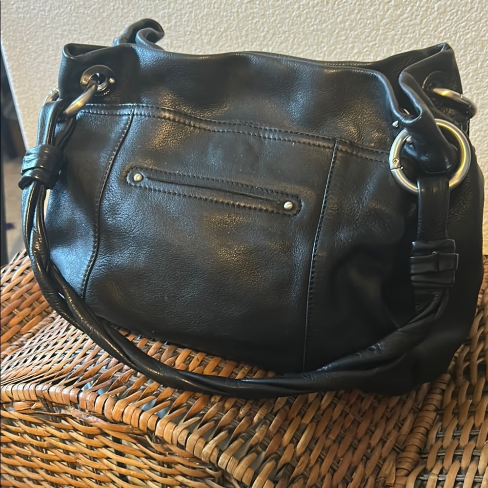 B.Makowsky Black Slouchy Shoulder Bag with Silver Hardware. - Picture 5 of 15